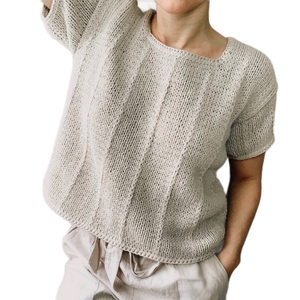 Vintage Chunky Short Sleeve Hand Knit Sweater Top